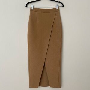 Self-Portrait Tan Midi Skirt